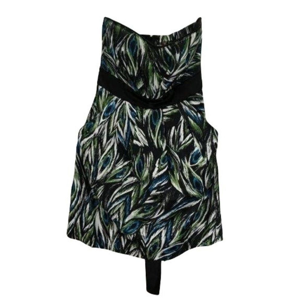 Trixxi strapless peacock cocktail sz 3 dress abstract‎ animal print
